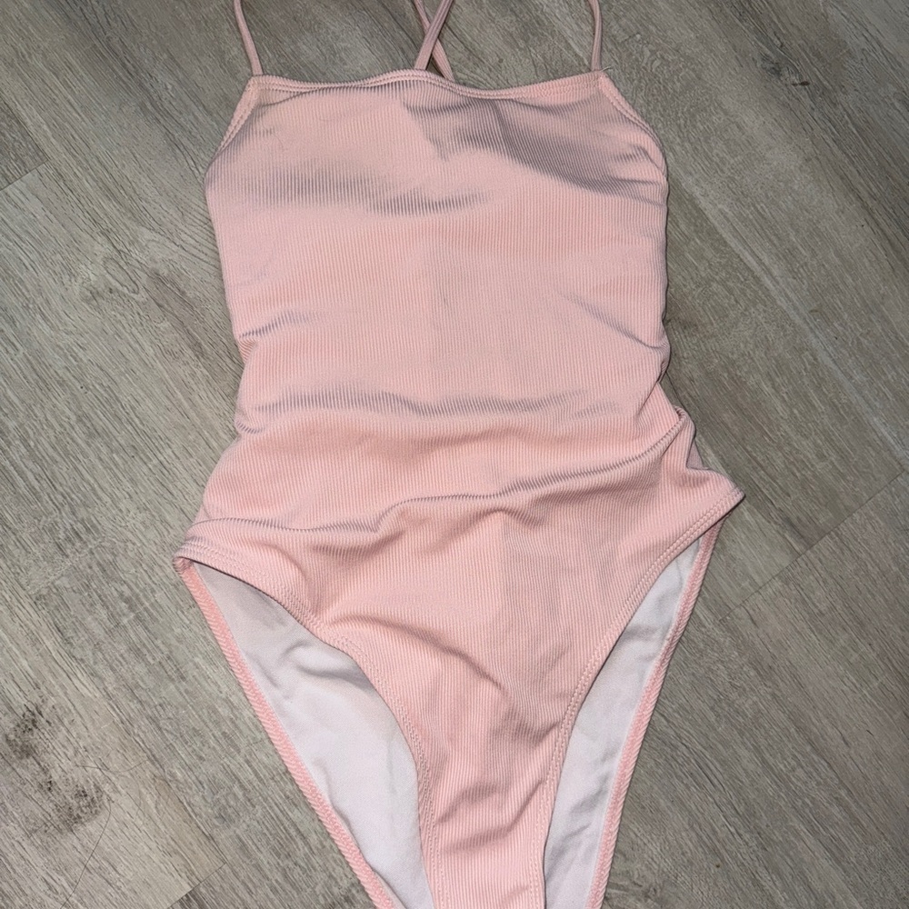 2/$15 SHEIN Pink Ribbed One-Piece Swimsuit